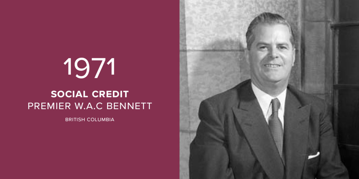 1971: W.A.C Bennett’s Social Credits 